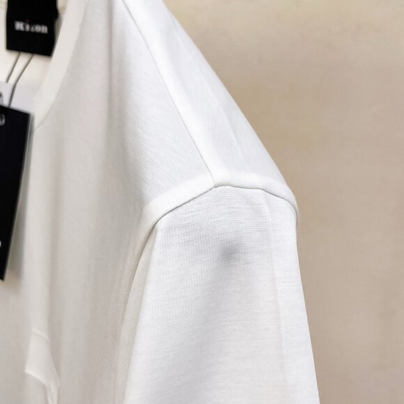 Kiton White Simple Round Neck T-Shirt - Picture 6 of 8